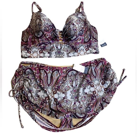 NWT LANE BRYANT Paisley SWIM BY CACIQUE. Top size 42 DD and Bottom size 18 - Picture 1 of 16